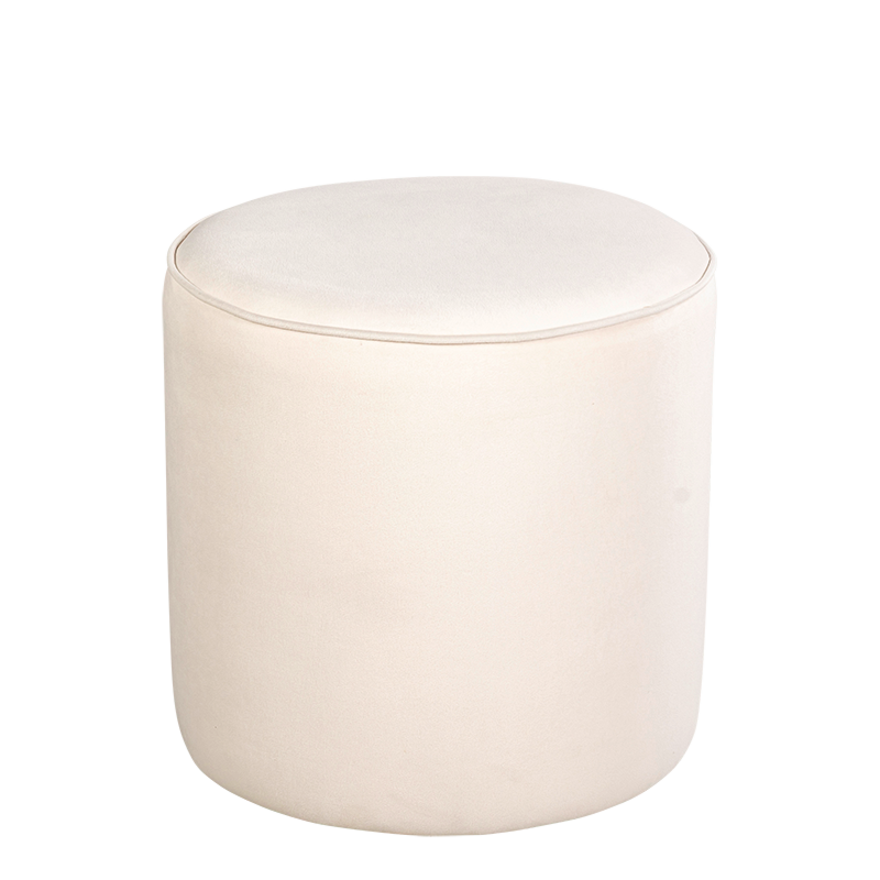 Pouf Preston velours crème M1 Ø 40 cm H 40 cm