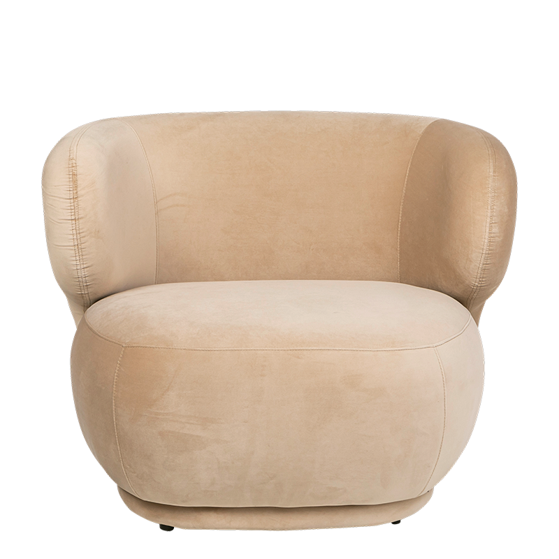 Fauteuil Elton velours taupe 78 x 90 cm H 70 cm