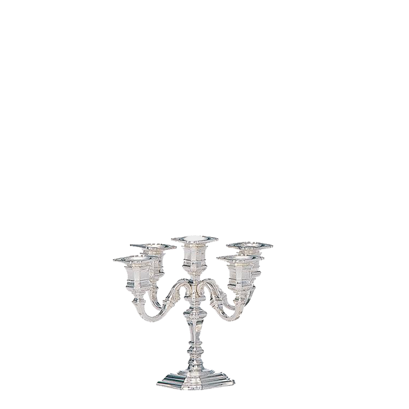 Chandelier 5 feux argent bas H 25 cm