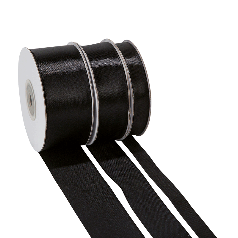 Ruban de satin noir 25 mm Longueur 25 m