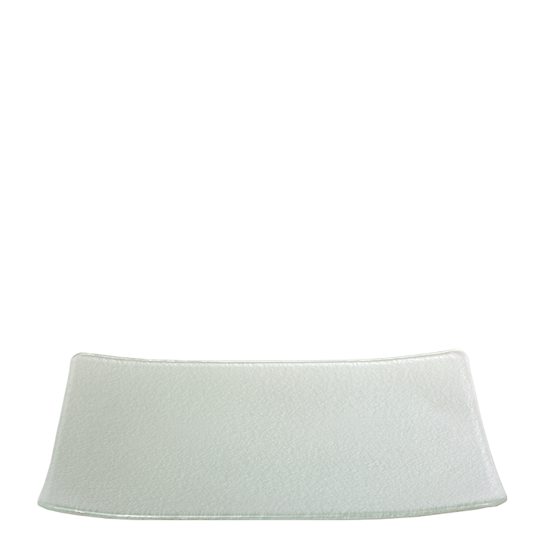 Assiette rectangulaire grise nacrée en verre 24 x 32 cm