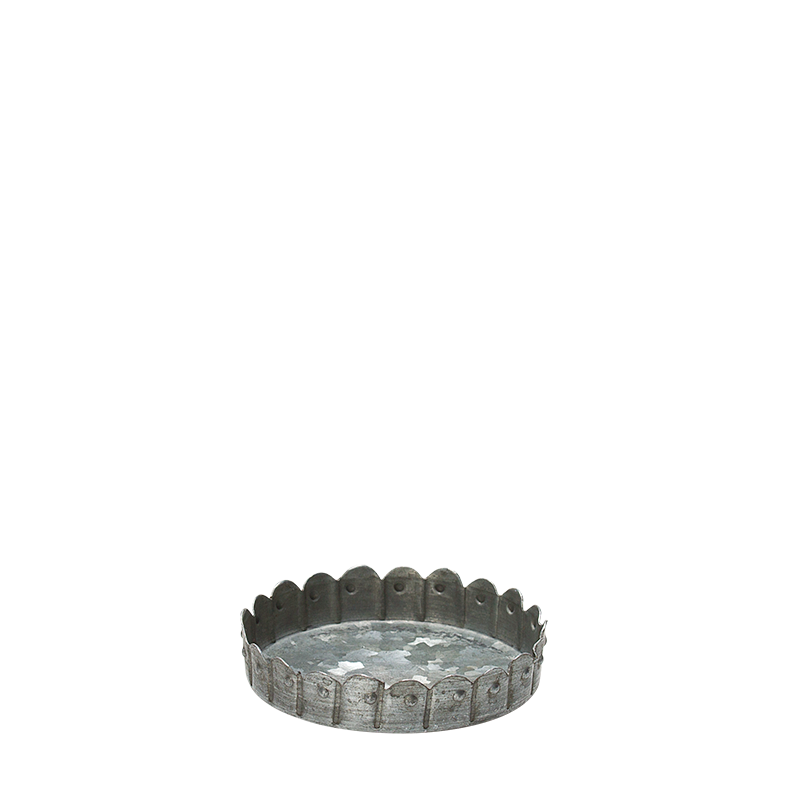 Support de bougie en zinc motif points Ø 8 cm