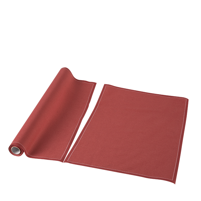 Sets de table/serviettes tissu brique 48 x 32 cm en rouleau (12)