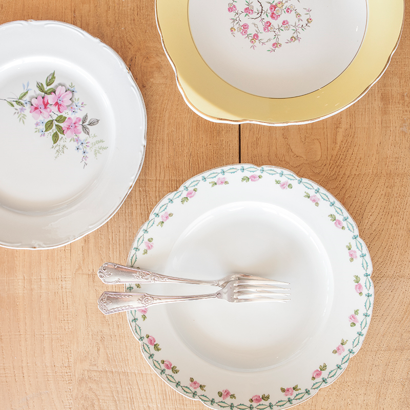 Plat rond Vintage fleuri