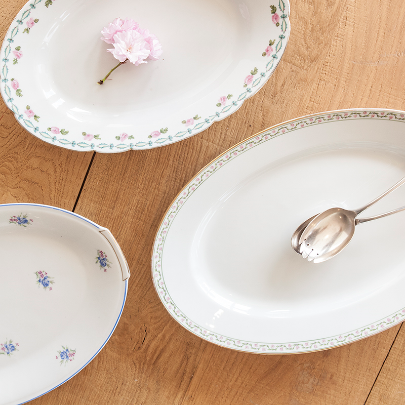 Plat ovale Vintage fleuri