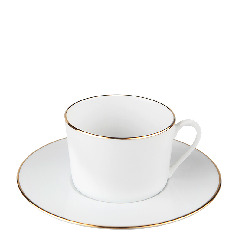 Tasse et sous-tasse à thé Plane Filet Or 22 cl