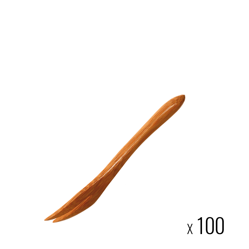Lot de 100 fourchettes bambou 9 cm