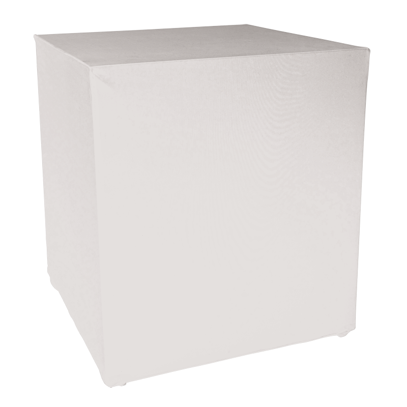 Buffet Cube houssé blanc 3 faces 100 x 100 cm H 109 cm