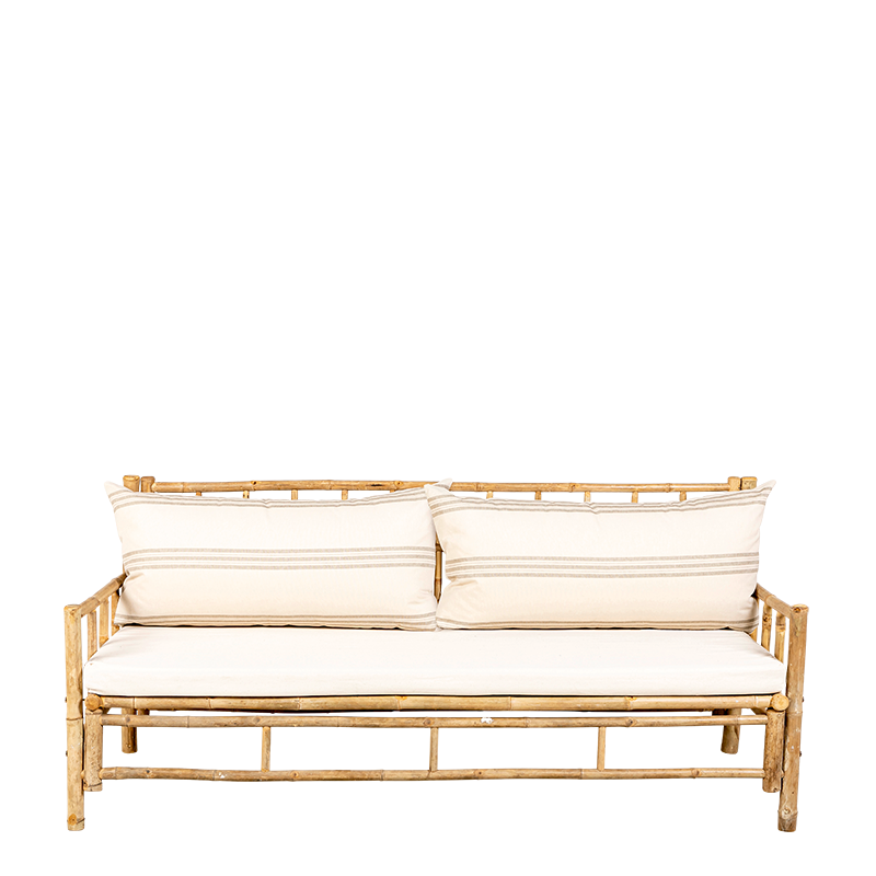 Canapé Bali rayé gris 180 x 70 cm H 80 cm