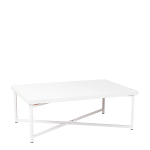 Table basse croisée blanche plateau blanc 64 x 101 cm H 35 cm