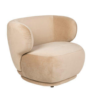 Fauteuil Elton velours taupe M1 78 x 90 cm H 70 cm