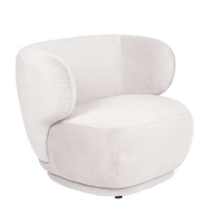 Fauteuil Elton velours blanc cassé M1 78 x 90 cm H 70 cm
