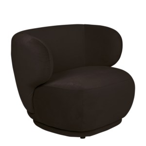 Fauteuil Elton velours noir M1 78 x 90 cm H 70 cm