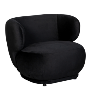Fauteuil Elton velours noir M1 78 x 90 cm H 70 cm