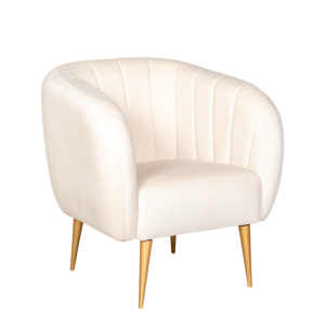 Fauteuil Juliette velours crème M1 78 x 84 cm H 85 cm