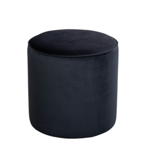 Pouf Preston velours noir M1 Ø 40 cm H 40 cm