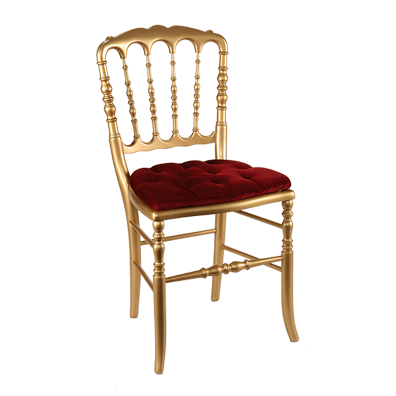 Chaise Napoléon III dorée fixe velours rouge