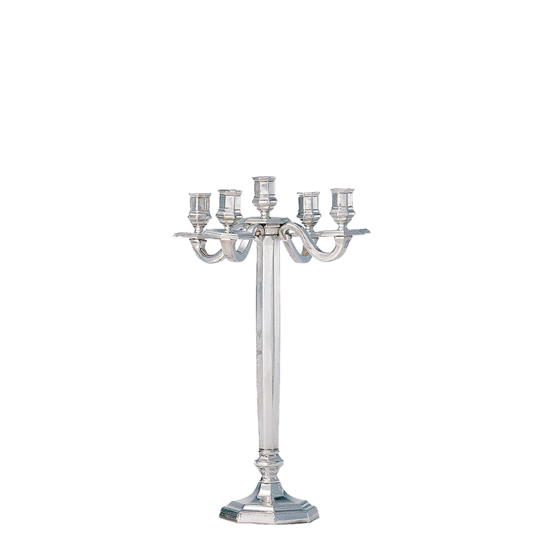 Chandelier 5 feux argent haut octogonal H 51 cm