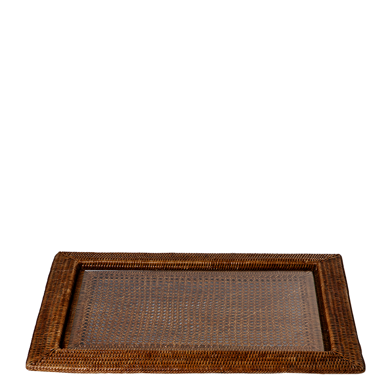 Plateau rectangulaire Louisiane 46 x 63 cm avec plaque en verre