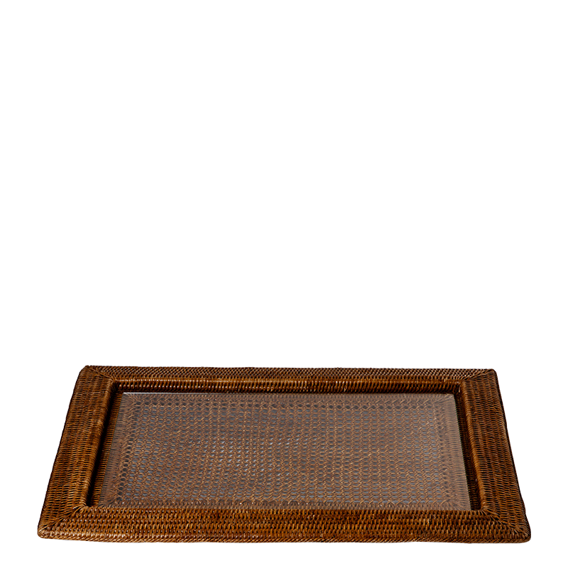 Plateau rectangulaire Louisiane 46 x 63 cm avec plaque en verre