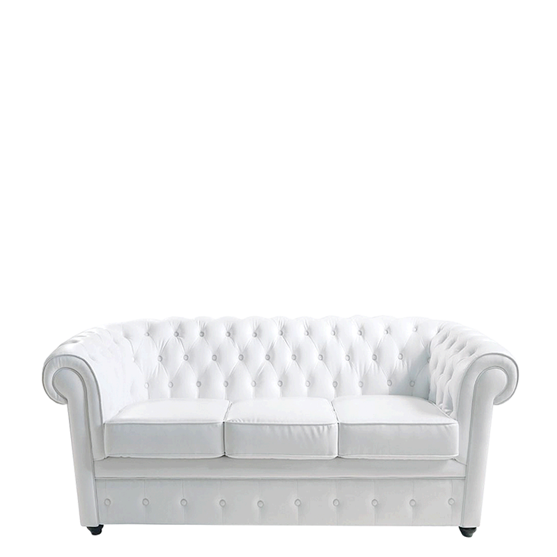 Canapé Chesterfield blanc l 202 P 92 H 76 cm