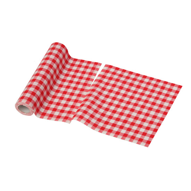 Rouleau de 12 serviettes tissu vichy rouge 21 x 21 cm