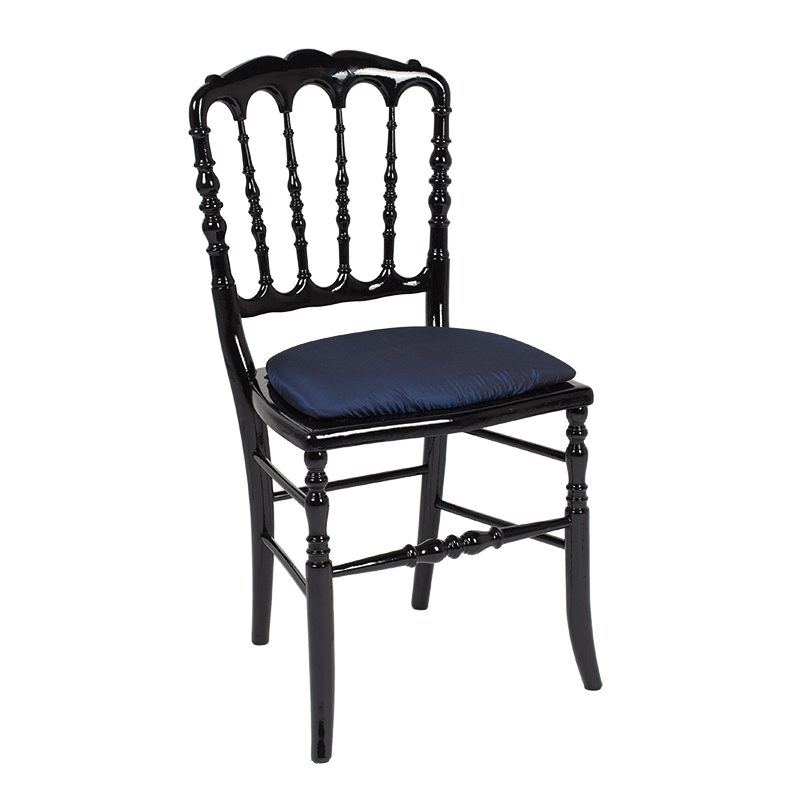 Chaise Napoléon III noire fixe Toscane bleu nuit