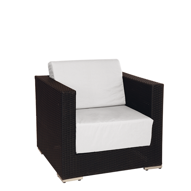 Fauteuil Lounge tressé gris 80 x 80 cm H 67 cm