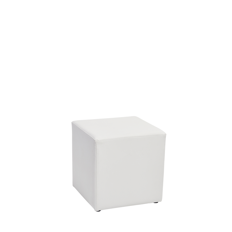Pouf carré vinyle blanc 40 x 40 H 40 cm