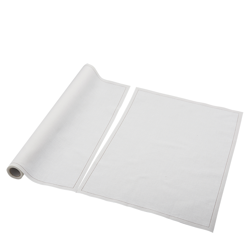 Sets de table/serviettes tissu écru 48 x 32 cm en rouleau (12)