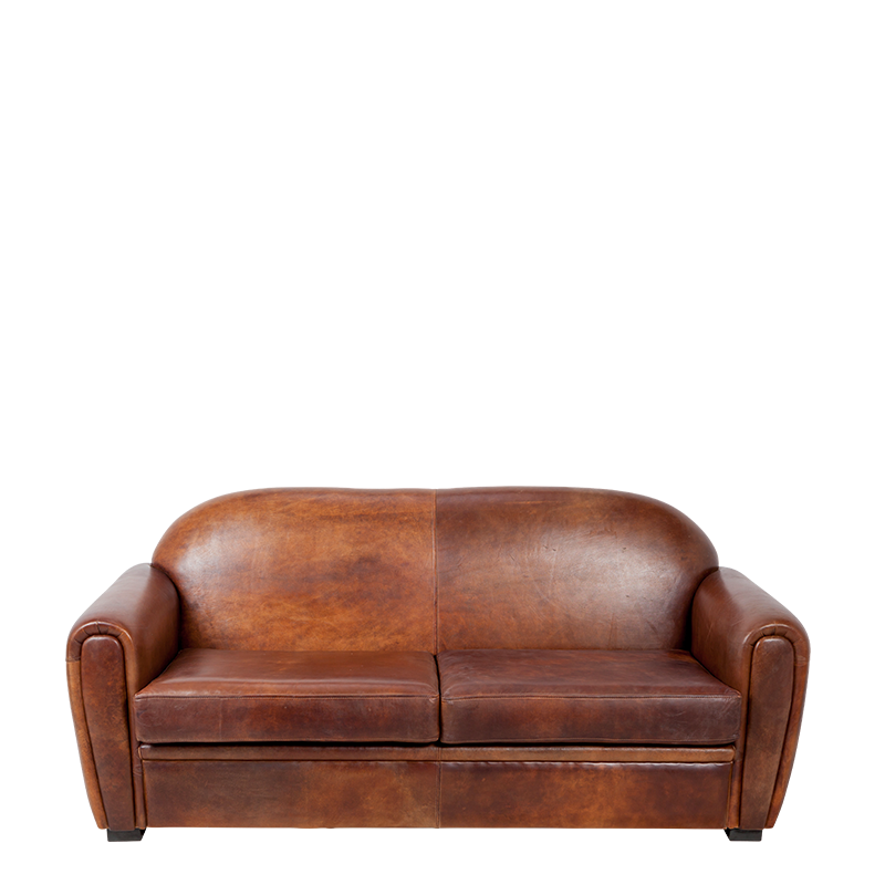 Canapé Club cuir marron 83 x 190 cm H 97 cm