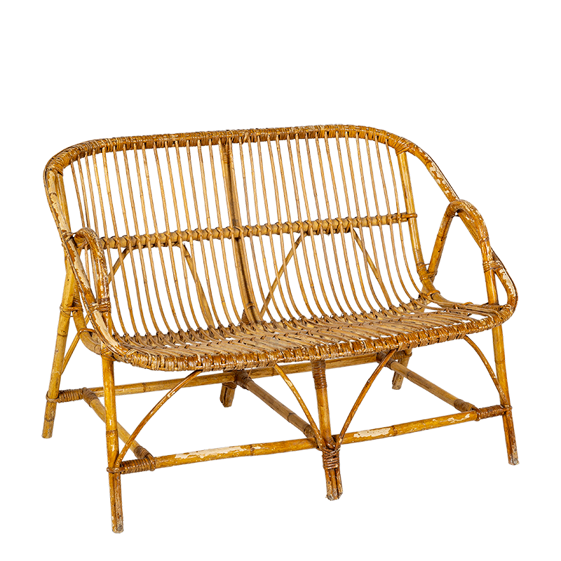 Banquette rotin vintage