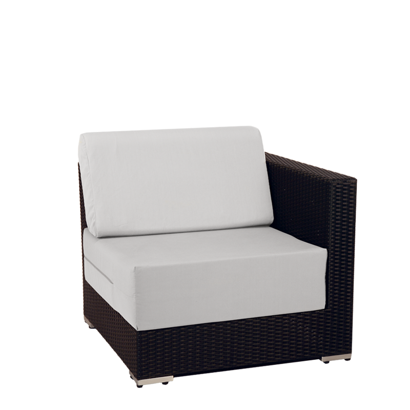 Module d'angle de mobilier lounge tressé gris 80 x 80 cm H 67 cm