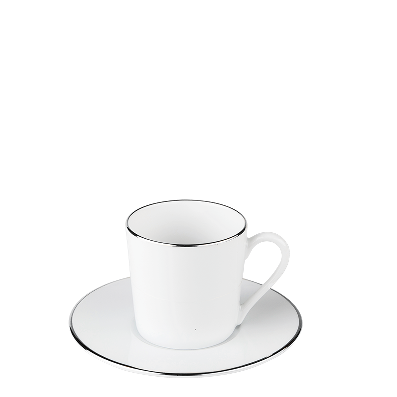 Tasse et sous tasse à café Plane Filet Argent 12 cl