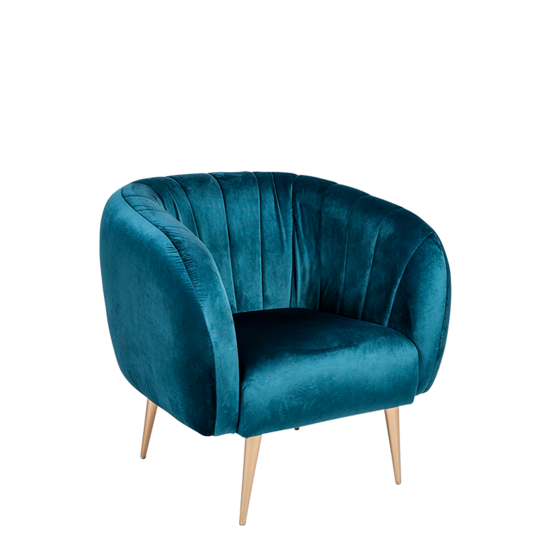 Fauteuil Juliette bleu vert 78 x 84 cm H 85 cm