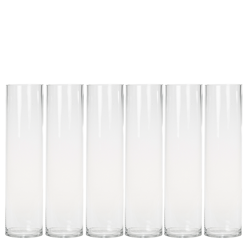 Lot de 6 vases cylindriques en verre Ø 10 cm H 40 cm