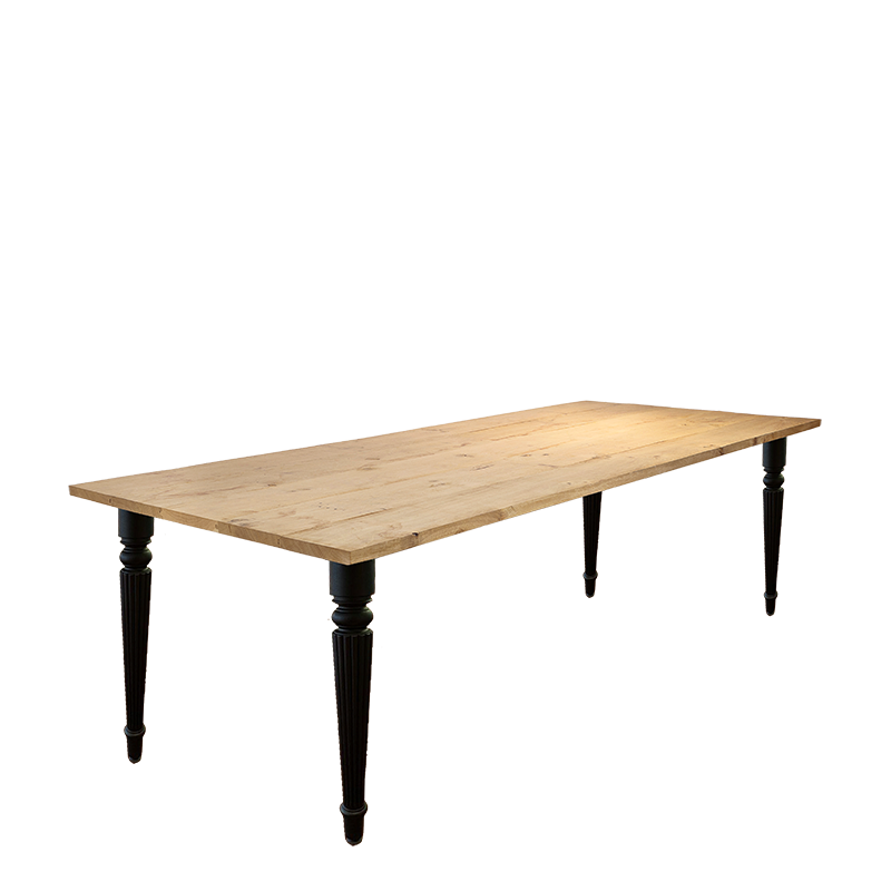 Table Nature en chêne avec pieds noirs 100 x 240 cm H 73 cm