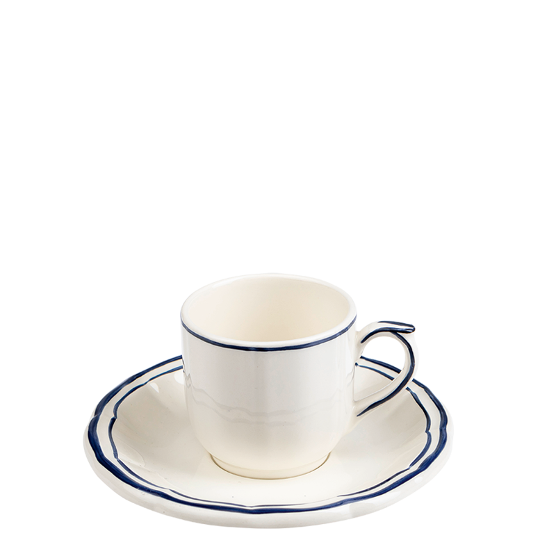 Tasse et sous-tasse à café Gien bleue 8,5 cl