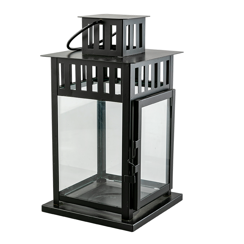 Lanterne acier noir 15 x 15 cm H 28 cm