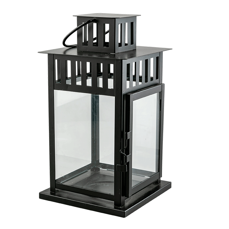 Lanterne acier noir 15 x 15 cm H 28 cm
