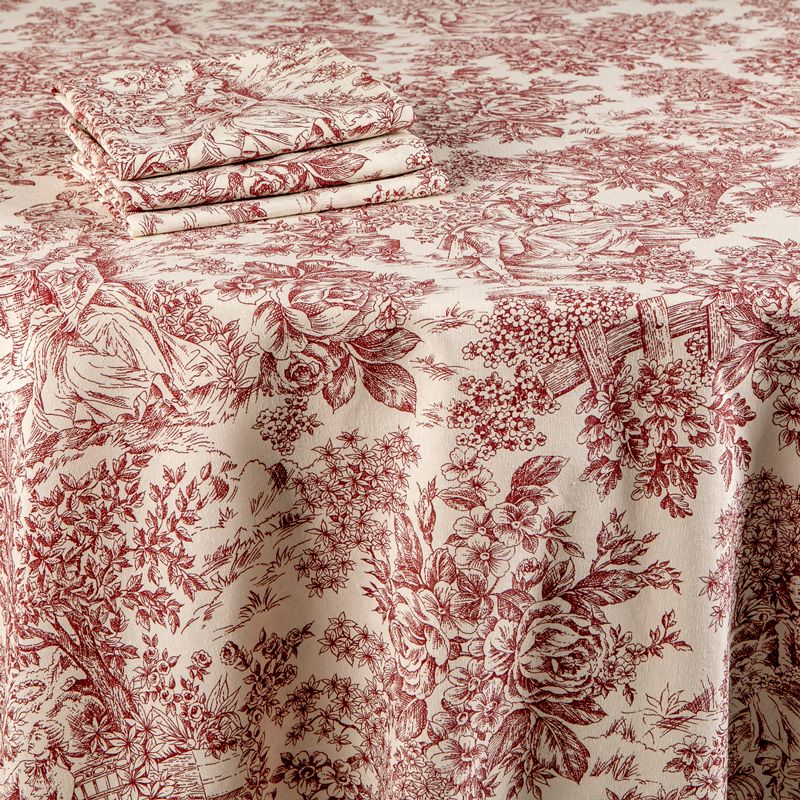 Serviette de table toile de Jouy brique 50 x 50 cm