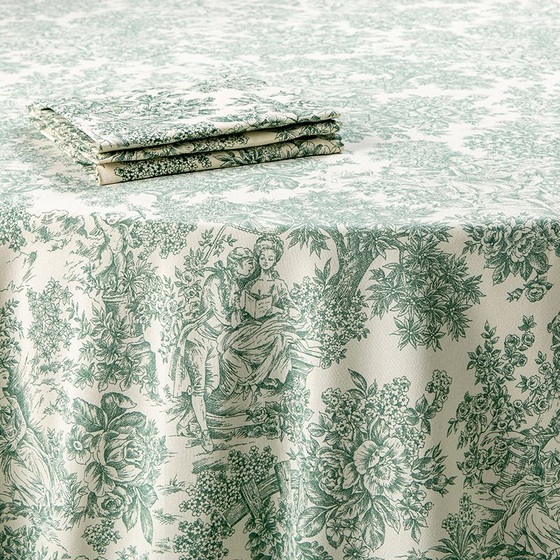 Nappe toile de Jouy vert 200 x 300 cm