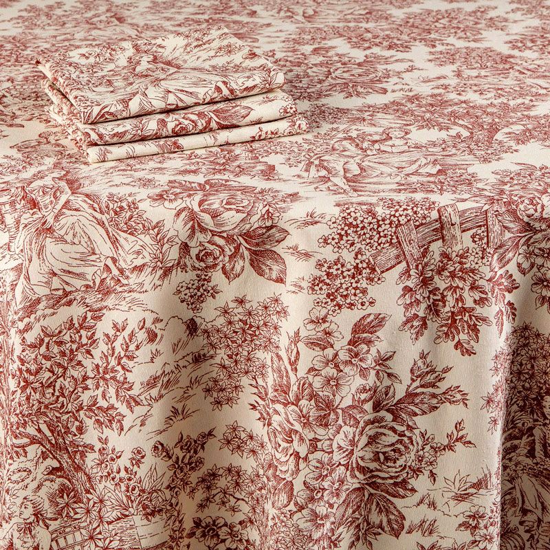 Nappe toile de Jouy brique 200 x 300 cm