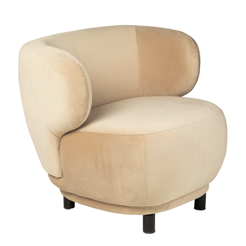 Fauteuil velours Elton taupe avec réhausse 78 x 90 cm H 80 cm