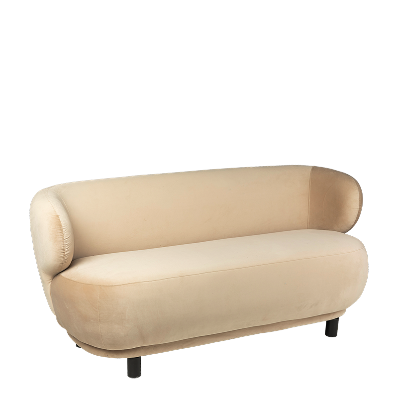 Canapé velours Elton taupe avec réhausse 78 x 170 cm H 80 cm