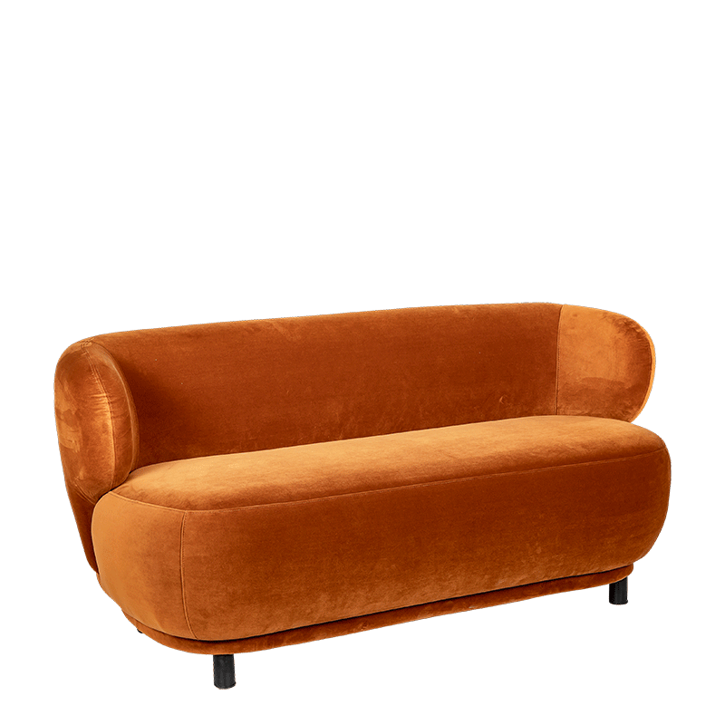 Canapé velours Elton terracotta avec réhausse 78 x 170 cm H 80 cm