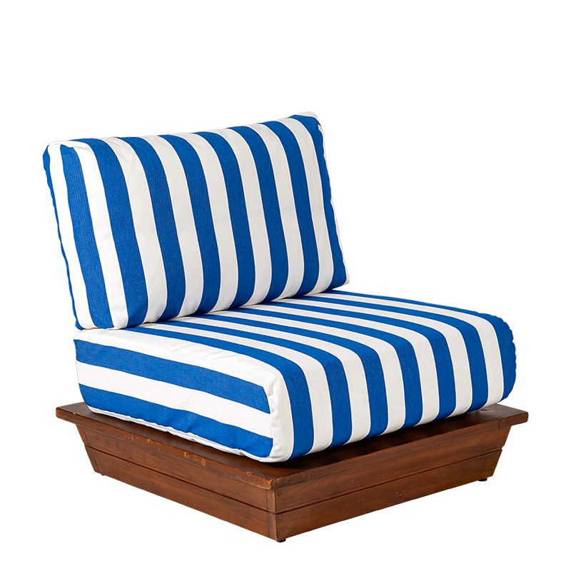 Fauteuil Lounge Beach Club Blue 76 x 76 cm H 70 cm