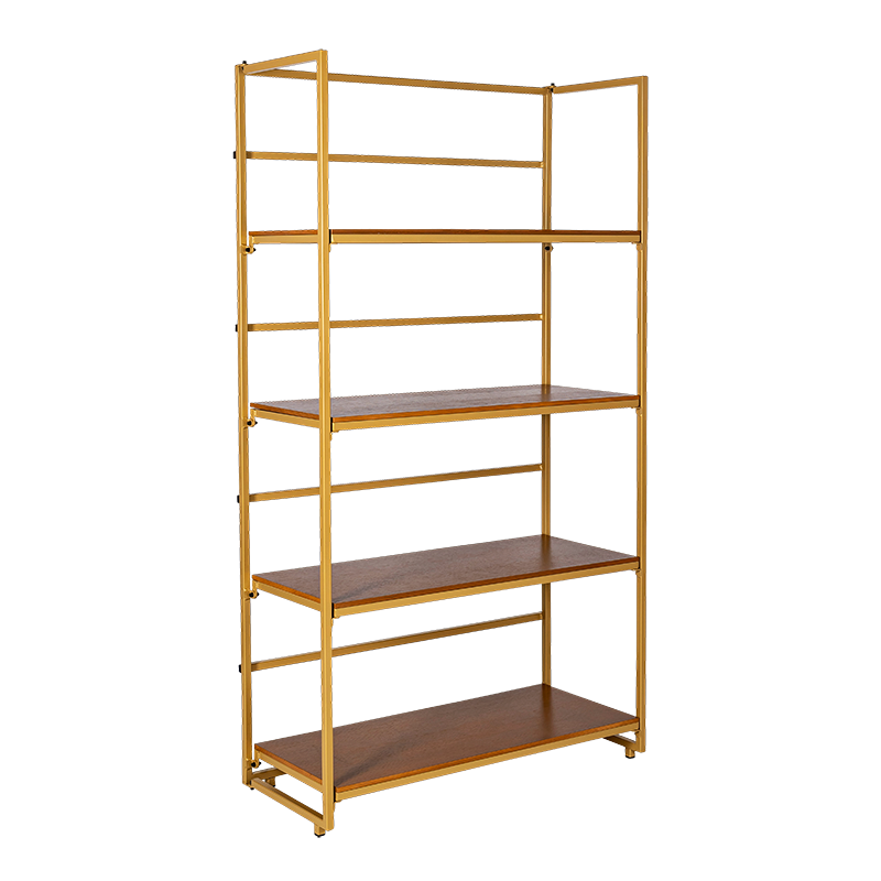 Etagère dorée et bois 40 x 100 cm H 180 cm