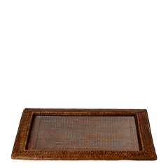 Plateau rectangulaire Louisiane 46 x 63 cm avec plaque en verre