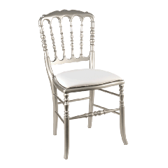 Chaise Napol&eacute;on III acier fixe chintz blanc